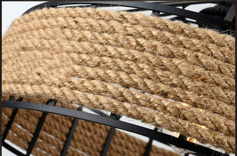 Retro Hanfseil Kronleuchter auf Eisenbasis Kreative industrielle Pendelleuchte - Cueteks