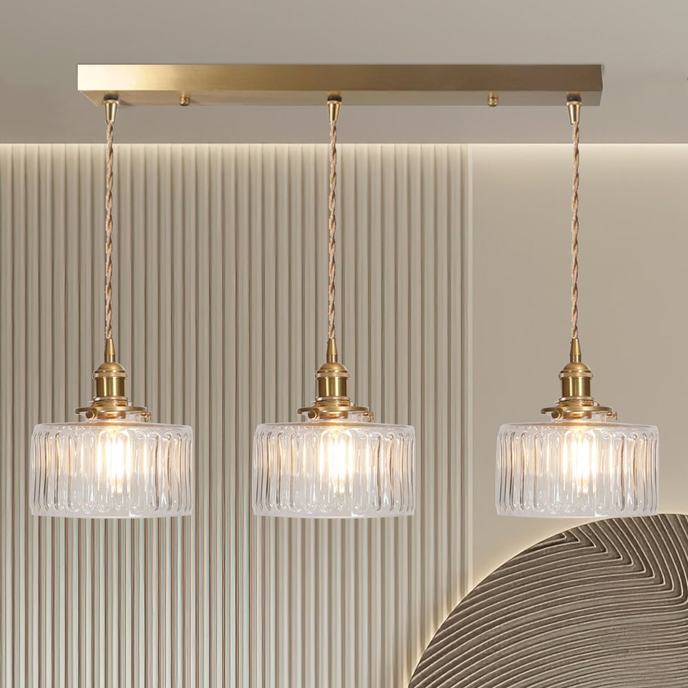 Vintage Stunning Cylinder Glass Pendant Light - Cueteks