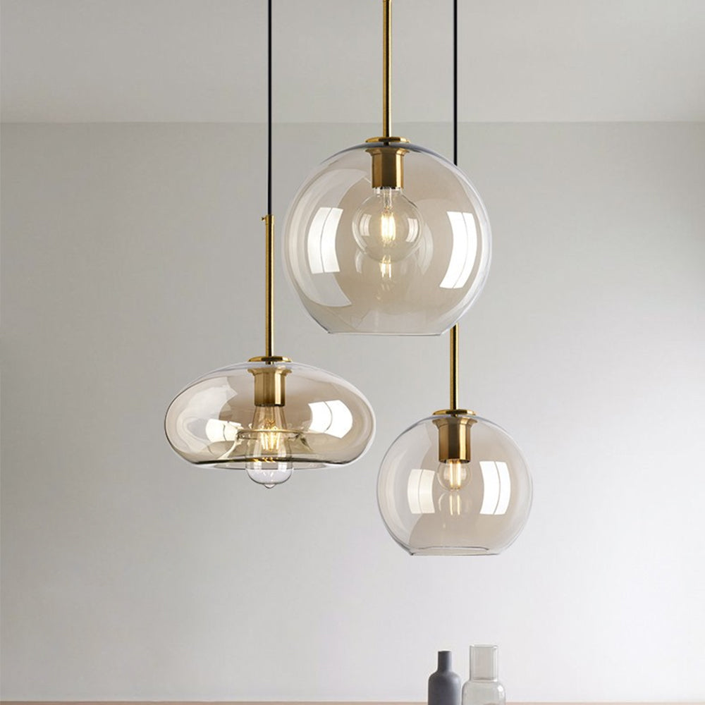 Industrial Amber Glass Pendant Light - Cueteks