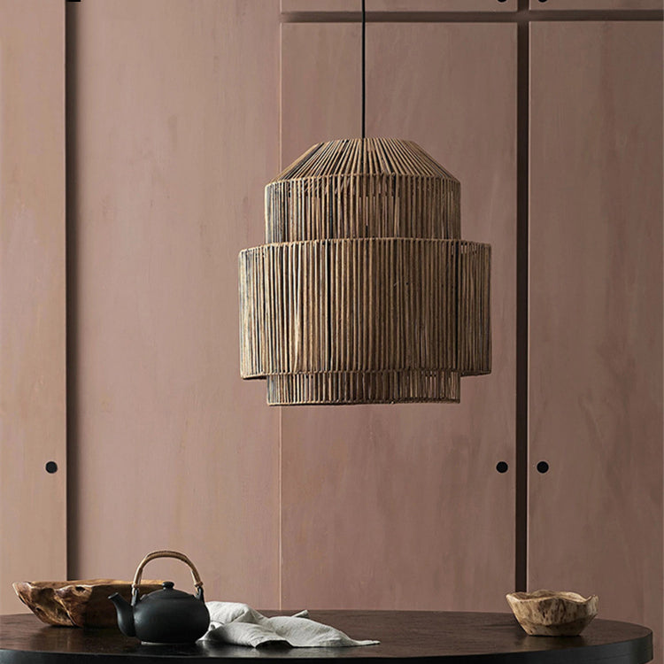Handwoven Rattan Modern Pendant Lighting For Kitchen Island - Cueteks
