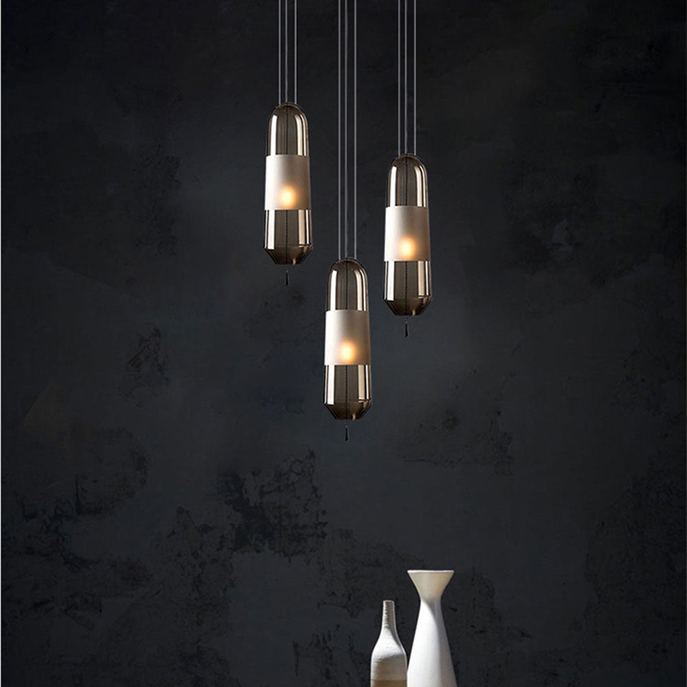 Designer Capsule Shaped Glass Pendant Lamp - Cueteks