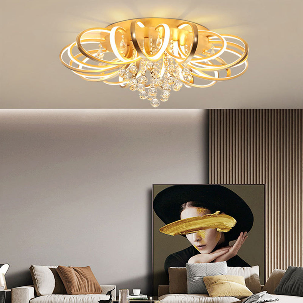 Modern Black Acrylic LED Flush Mount Ceiling Light - Cueteks