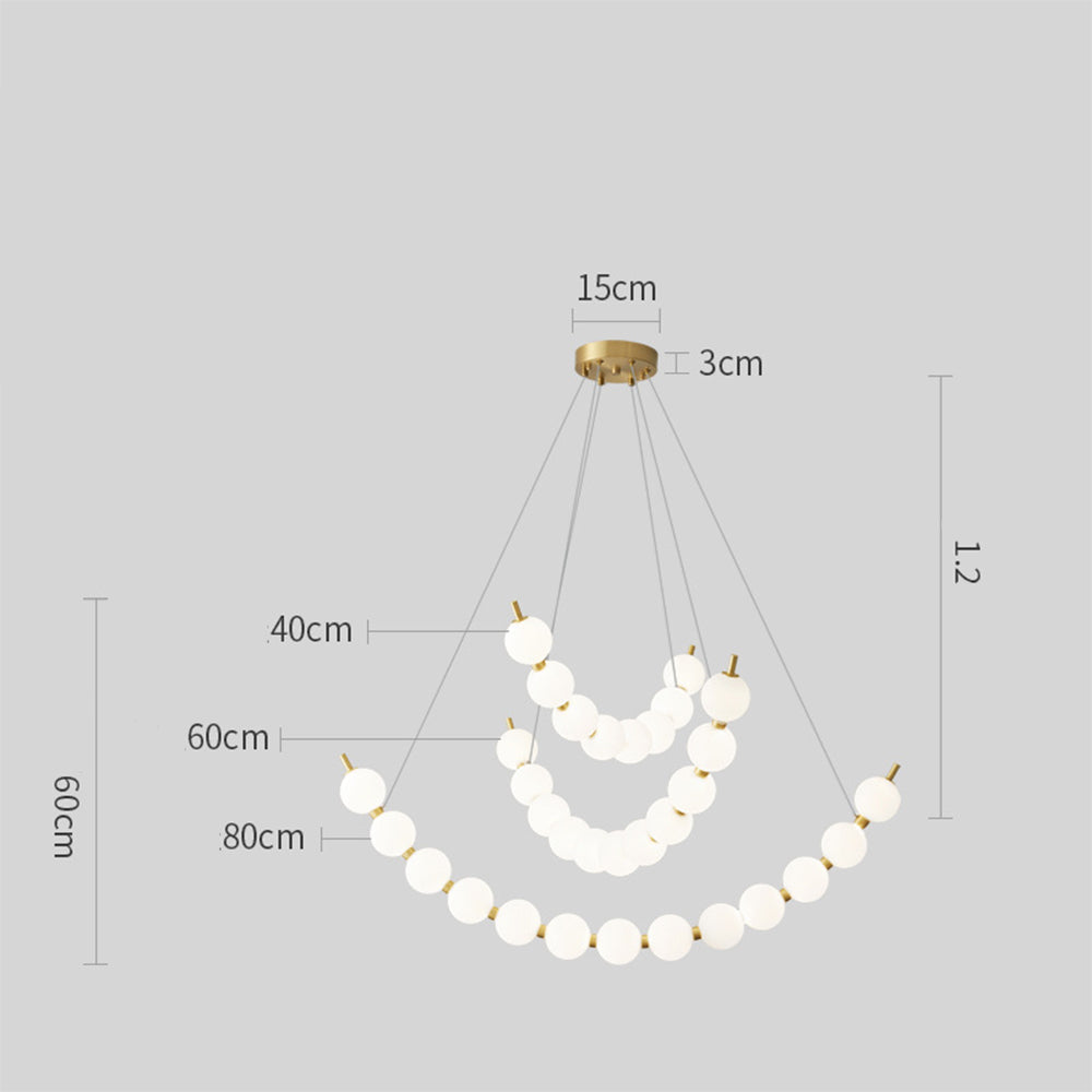 Unique Pearl Design White Ball LED Necklace Chandelier - Cueteks