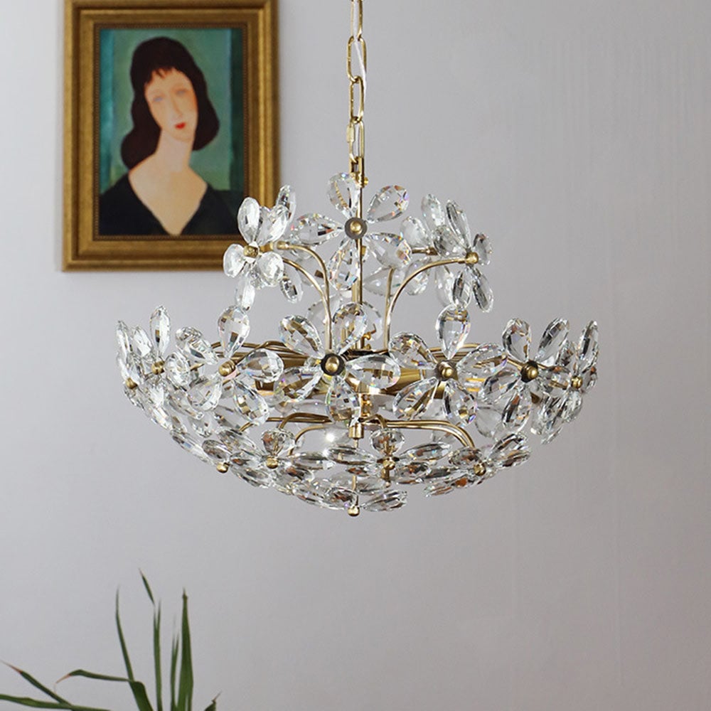 Luxury Crystal Bouquet Brass Chandeliers - Cueteks