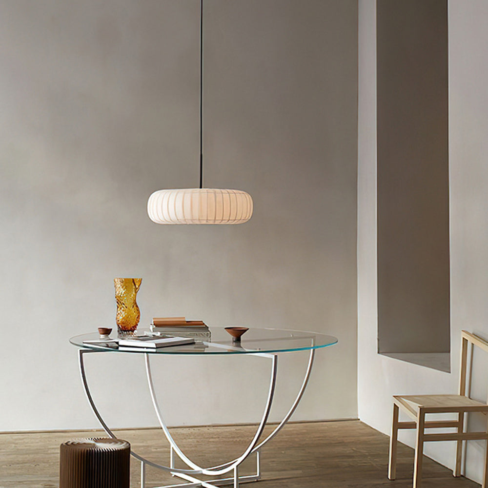 White Fabric Hanging Light Pumpkin Shape Pendant Light - Cueteks