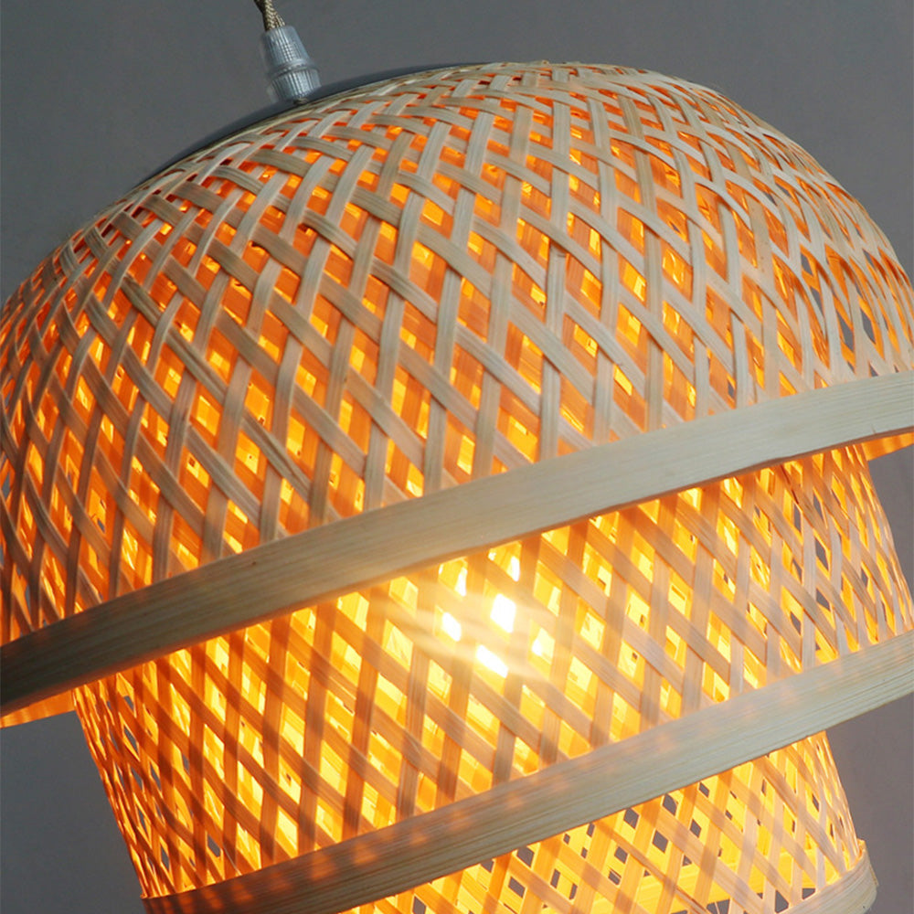 Bamboo Natural Basket Island Pendant Light - Cueteks