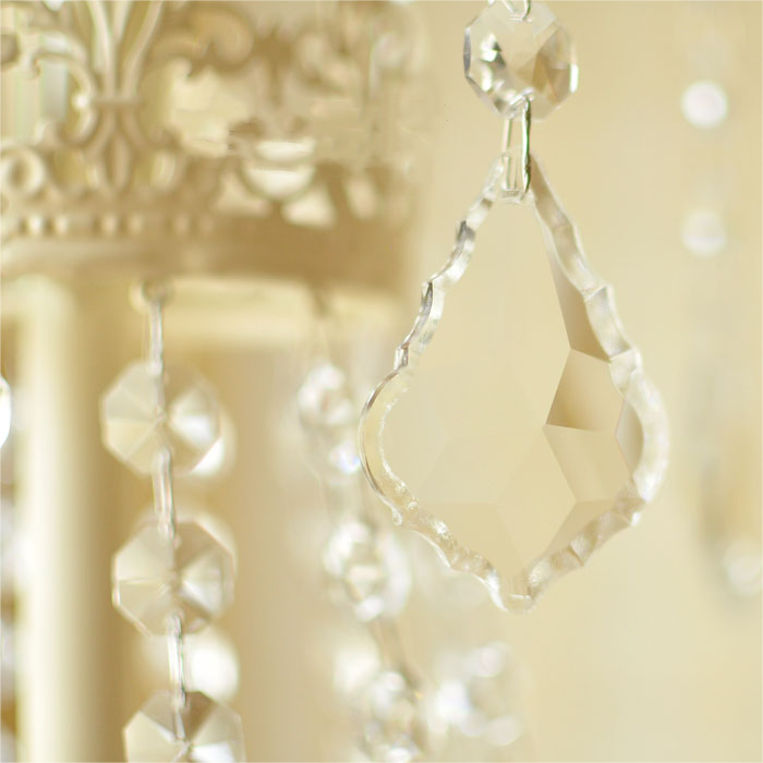 Vintage White Metal & Glass Luxury Chandelier Light - Cueteks