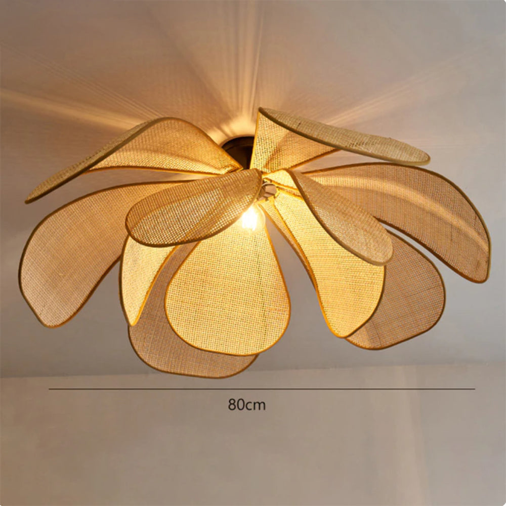 Rattan Petal Rustic Lamp Shade Pendant Light - Cueteks
