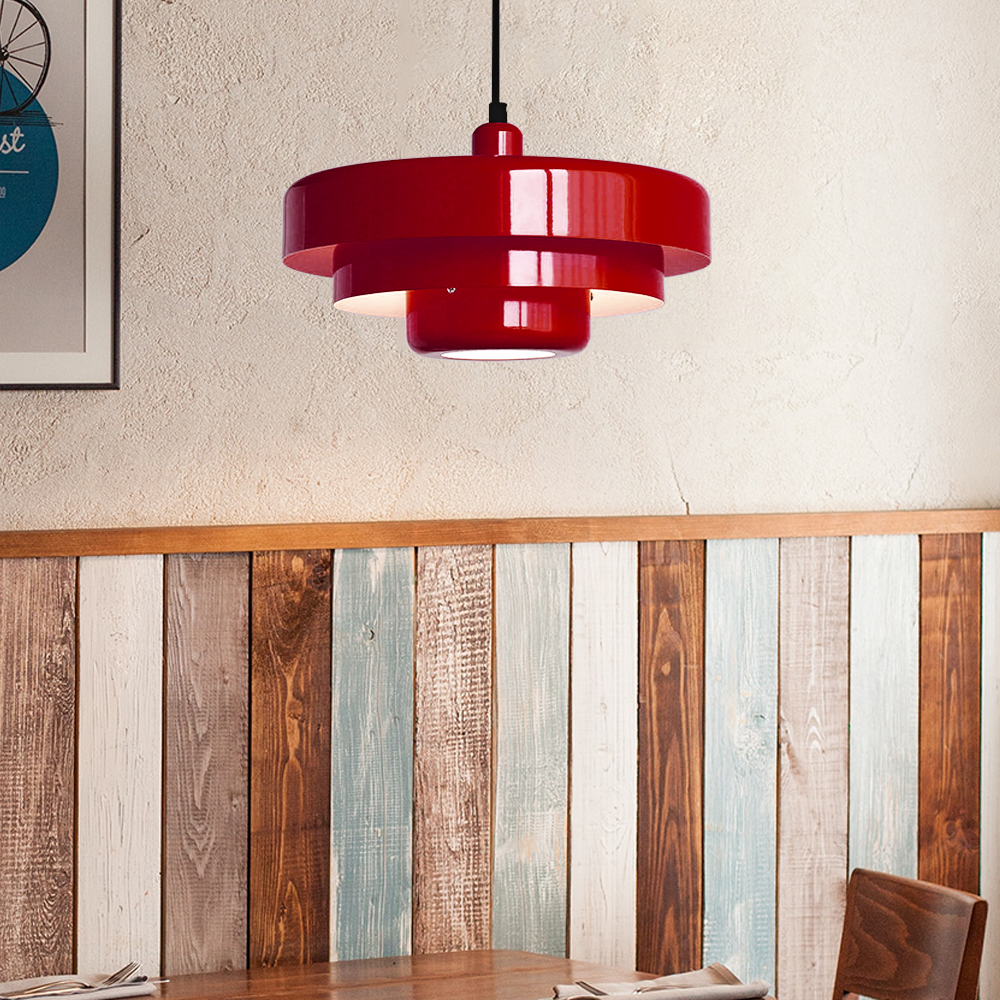 Mid-century Single Head Medieval Iron Round Pendant Light - Cueteks