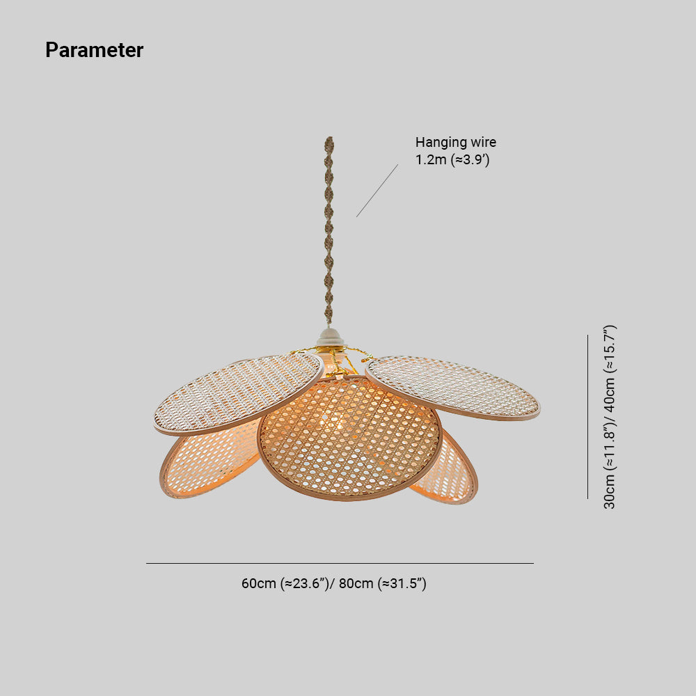 Ritta Pendelleuchte, Rattan & Weidengeflecht, S/L - Cueteks