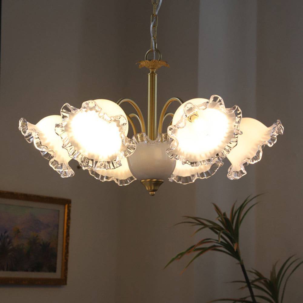 Large Flower Shape Copper Ceiling Chandelier - Cueteks