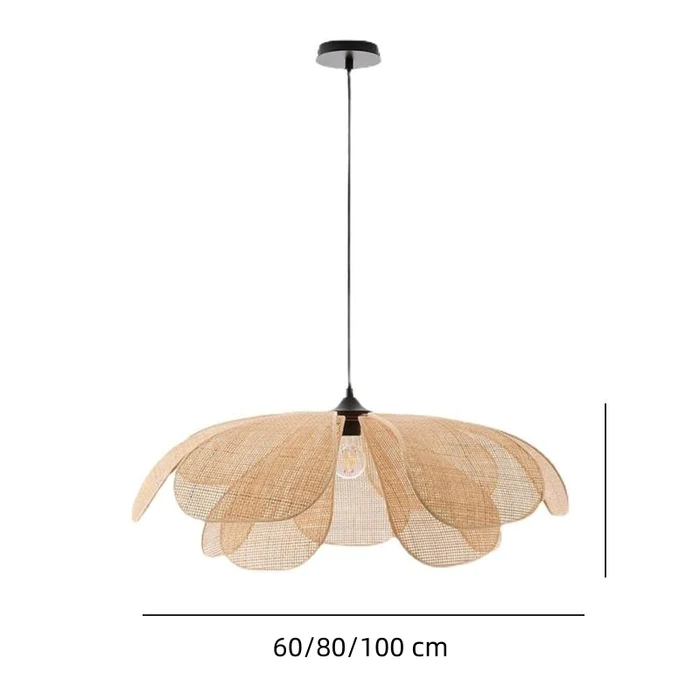 Rattan Petal Rustic Lamp Shade Pendant Light - Cueteks