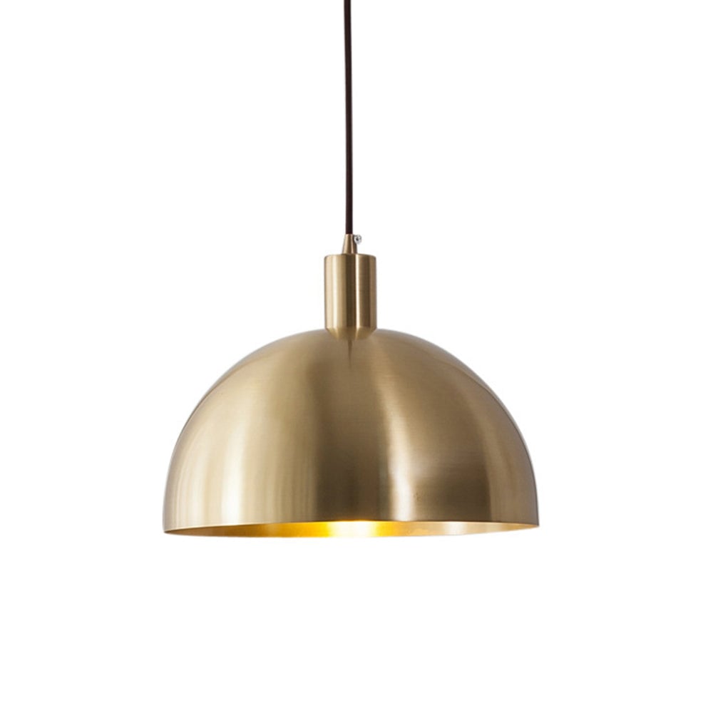 Mid-Century Modern Brass Dome Hanging Pendant Light - Cueteks