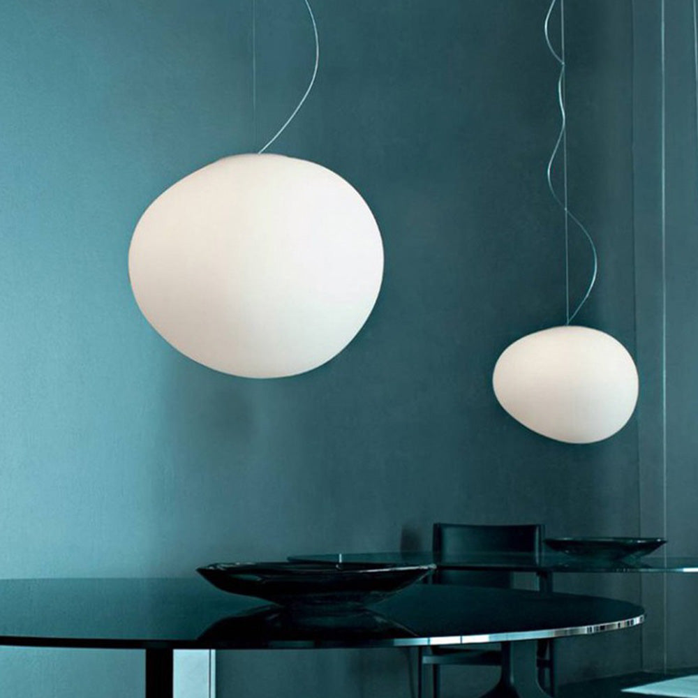 Modern Glass Hanging White Bubble Pendant Lights For Living Room - Cueteks