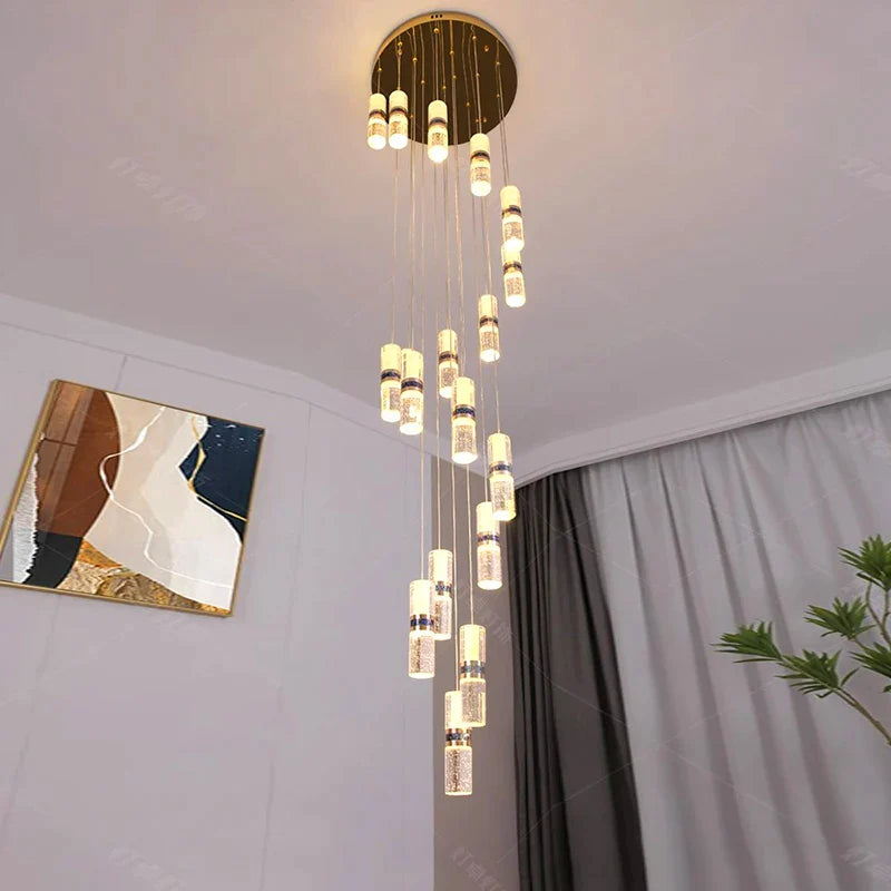 Luxury Crystal Staircase Long Chandelier - Cueteks