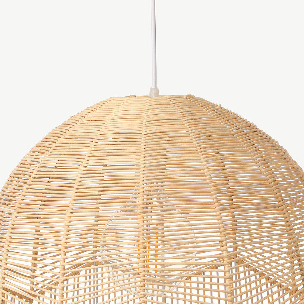 Vintage Handmade Basket Rattan Round Shades Pendant Light - Cueteks