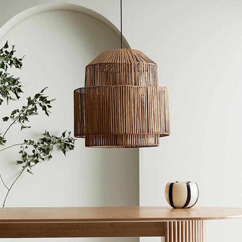 Handwoven Rattan Modern Pendant Lighting For Kitchen Island - Cueteks