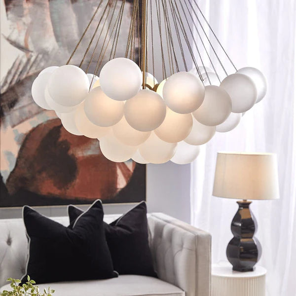Bubble Chandelier Nordic Frosted Glass Ball Chandelier for Dining Room - Cueteks