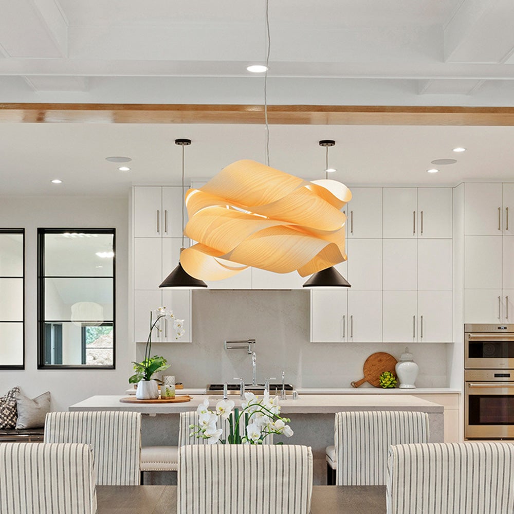 Modern Irregular Wood Pendant Light For Kitchen - Cueteks