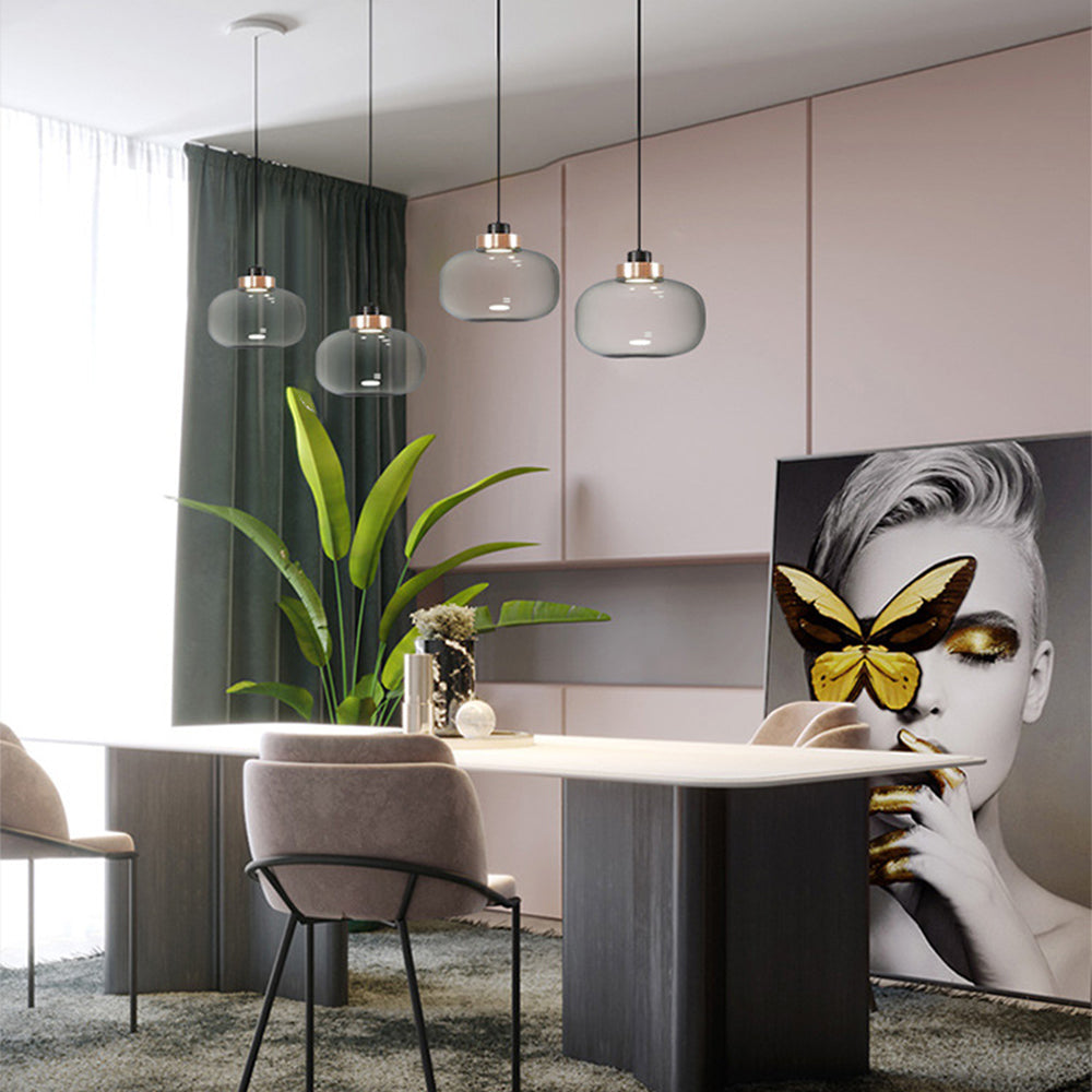 Minimalist Glass Smoke Gray Pendant Light - Cueteks