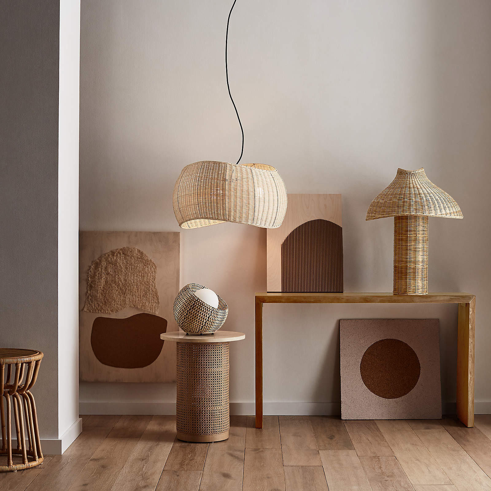 Natural Wicker Hanging Light Rattan Pendant Lampshade - Cueteks