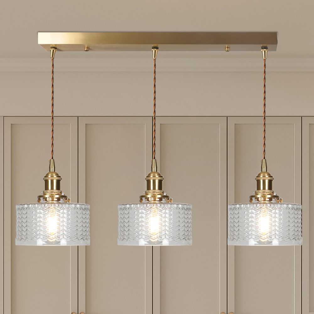 Vintage Stunning Cylinder Glass Pendant Light - Cueteks