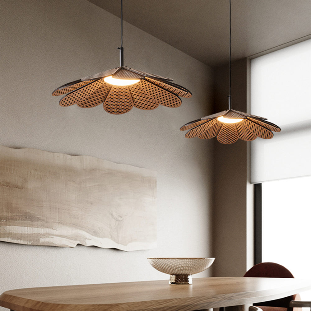 Hollyhock LED Rattan Leaves Pendant Light - Cueteks