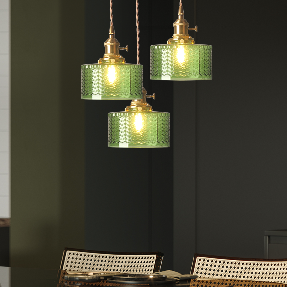 Vintage Stunning Cylinder Glass Pendant Light - Cueteks