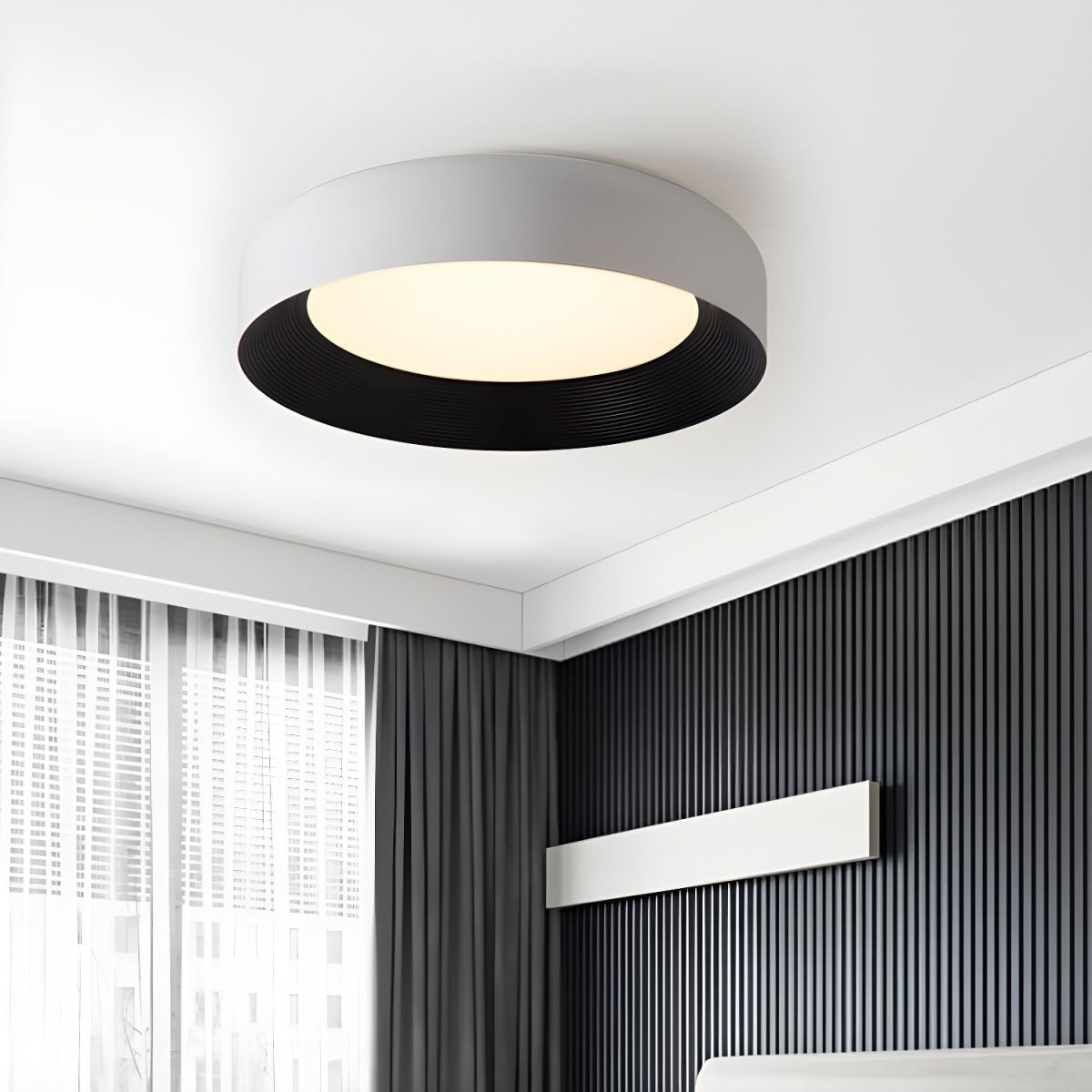 Modern LED Metal Ceiling Lamp Flush Mount Black Ceiling Light - Cueteks