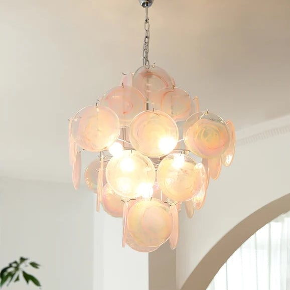Pink Murano Glass Chandelier for Living Room - Cueteks