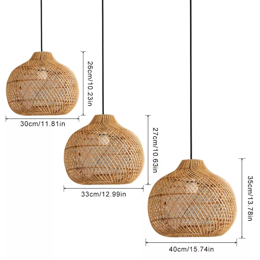 Handmade Wicker Basket Rattan Pendant Light - Cueteks