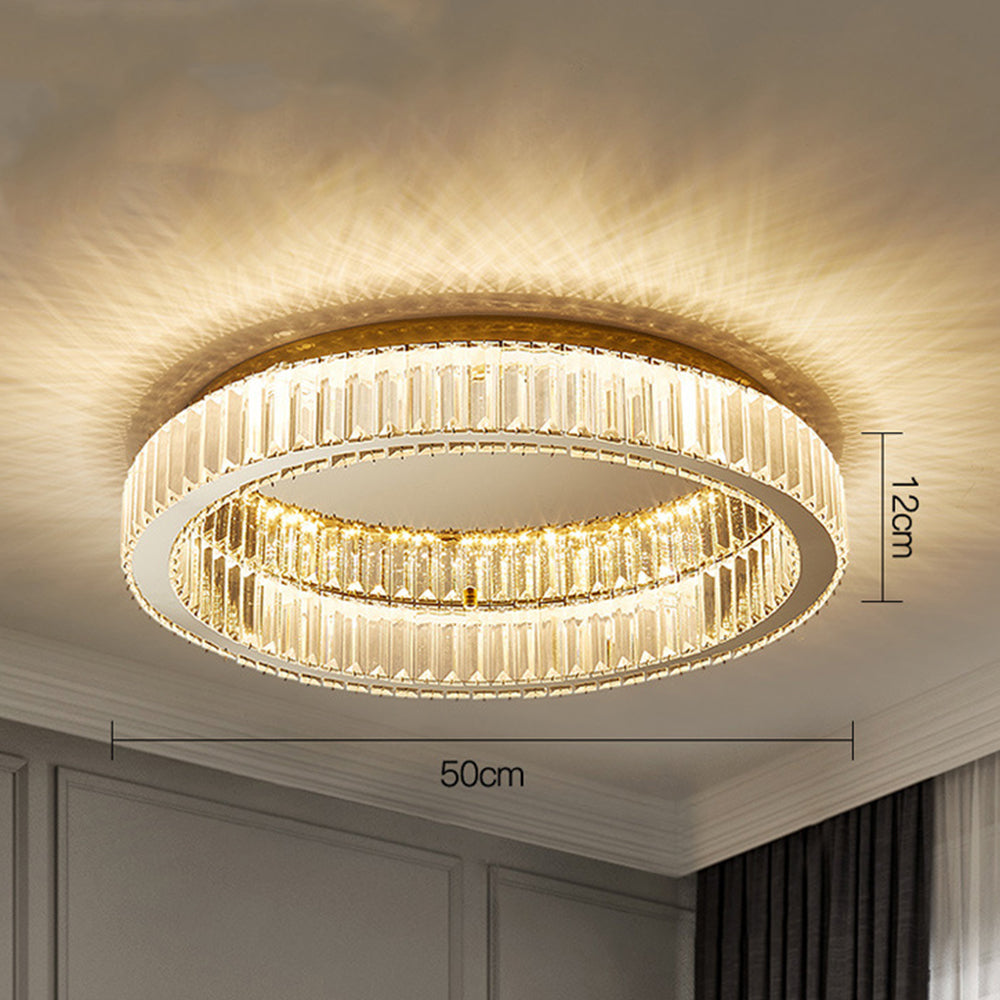 Modern Circle Gold Crystal Ceiling Light - Cueteks