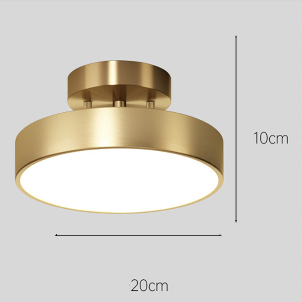 Simple Led Copper Semi Flush Mount Ceiling Light - Cueteks