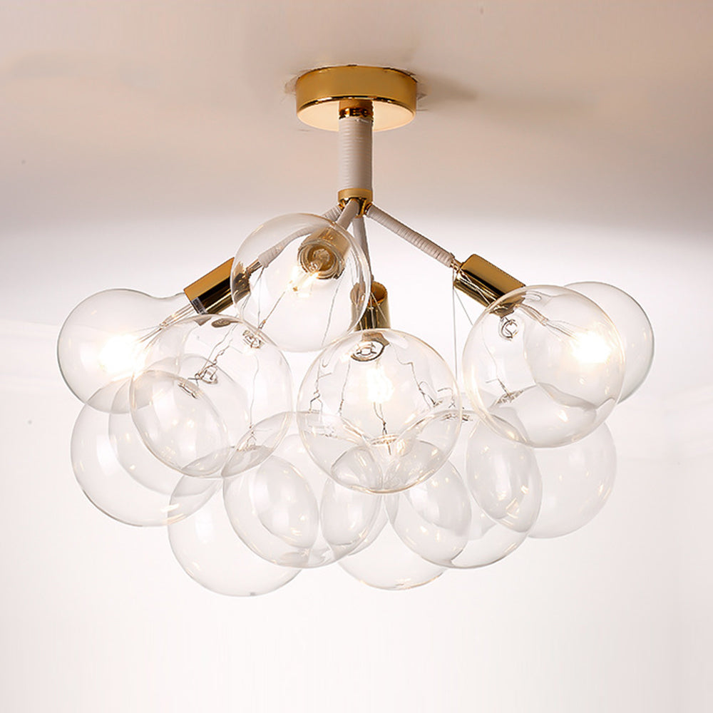 Modern Semi Flush Mount Ceiling Light Glass Bubble  Chandelier - Cueteks