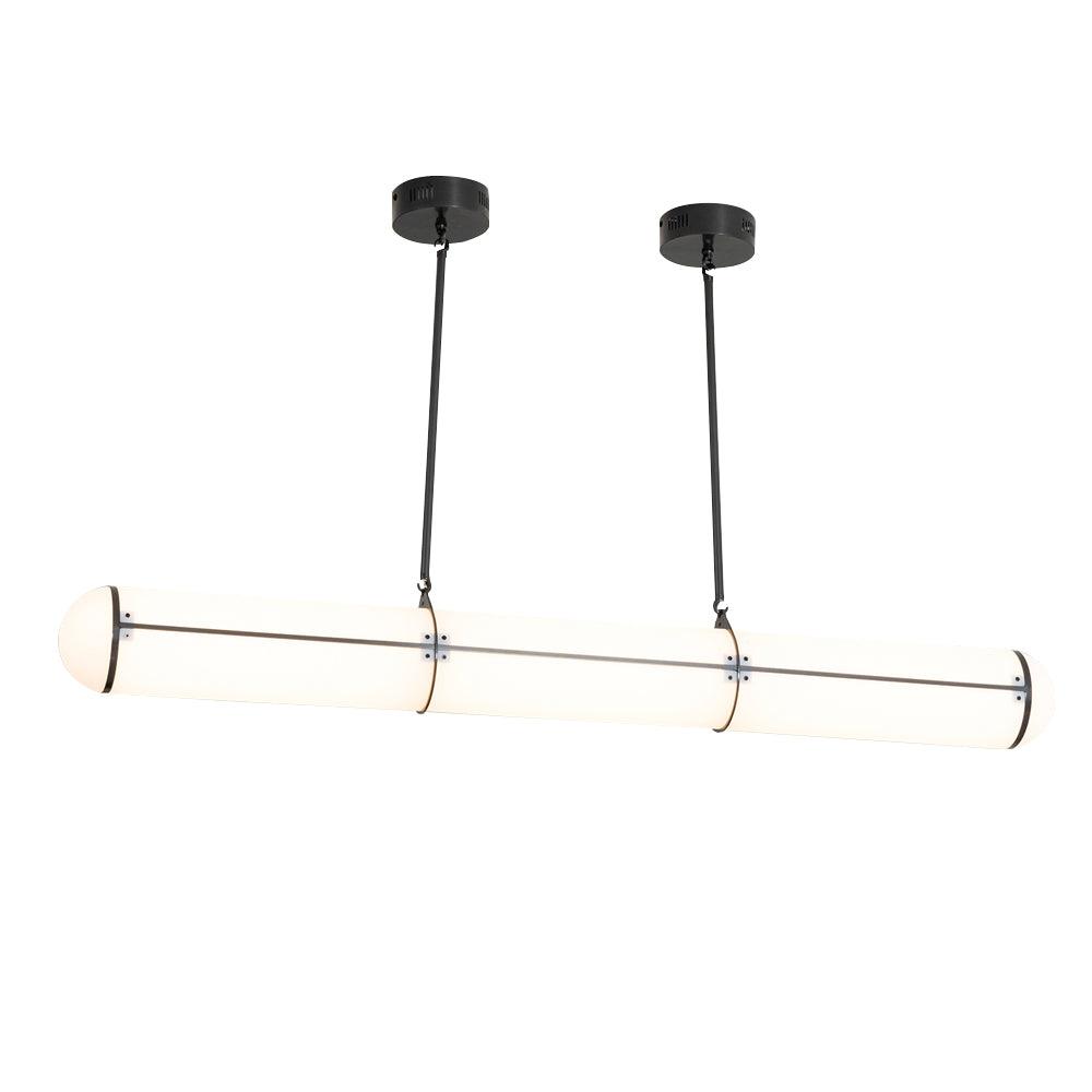 Black cylindrical pendant with two round canopies