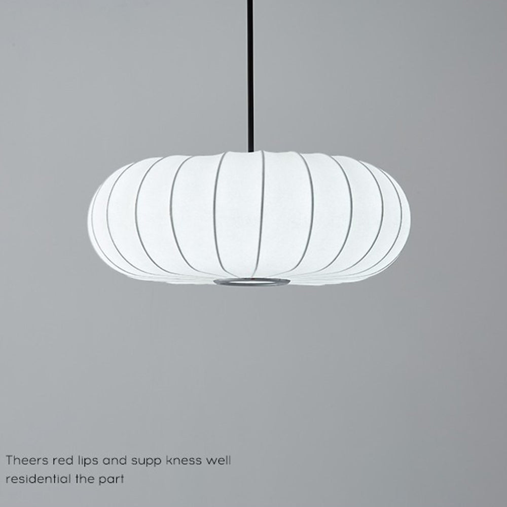 Wabi-Sabi White Fabric Drum Pendant Light - Cueteks