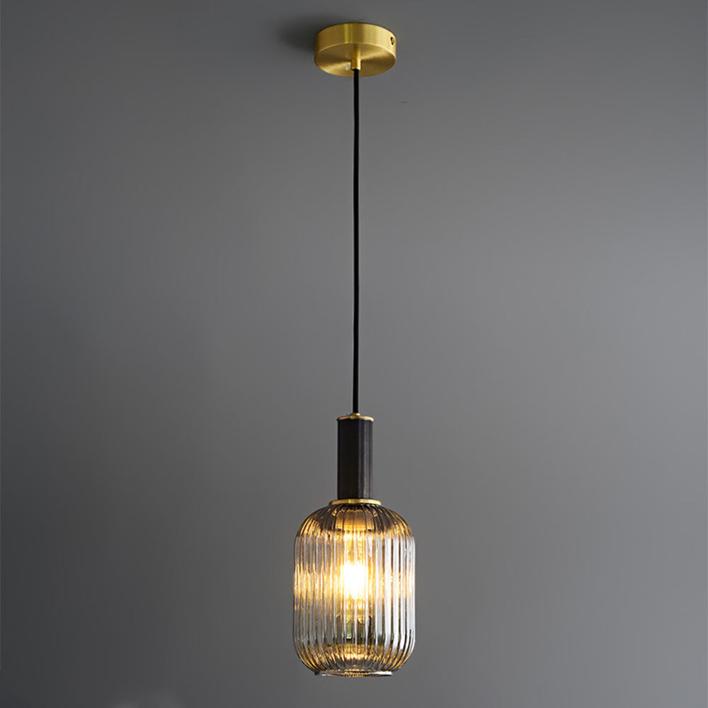 Modern Oval Ribbed Glass Pendant Light - Cueteks