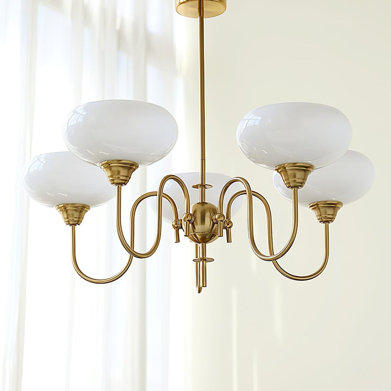 Vintage Creamy Persimmon Glass Chandelier - Cueteks