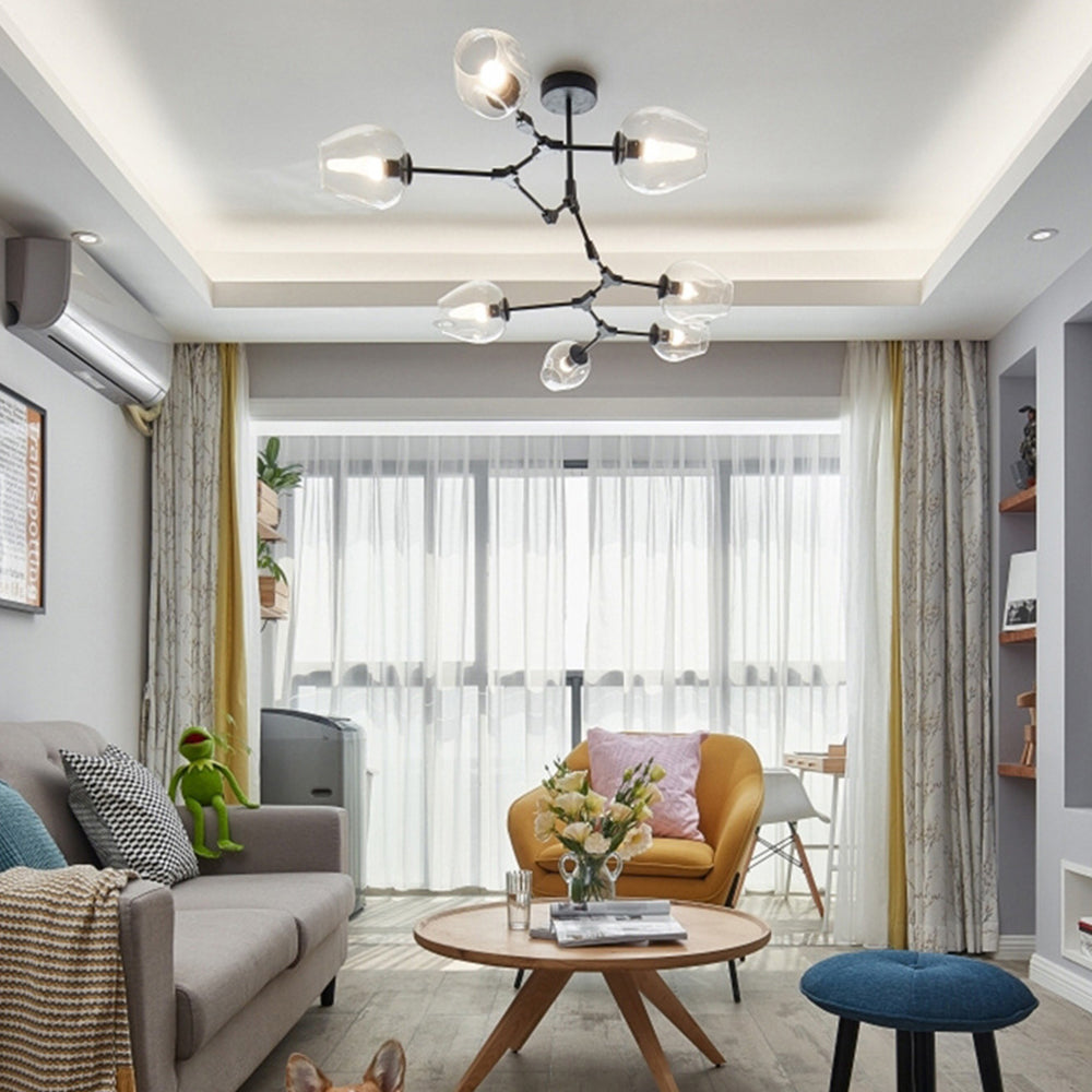 Branching Bubble Glass Ball Chandelier for Living Room - Cueteks