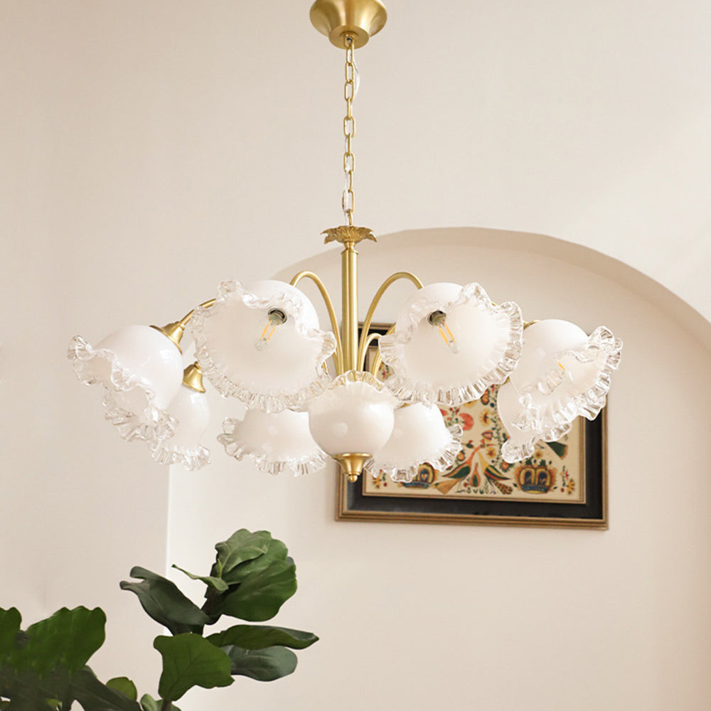 Large Flower Shape Copper Ceiling Chandelier - Cueteks