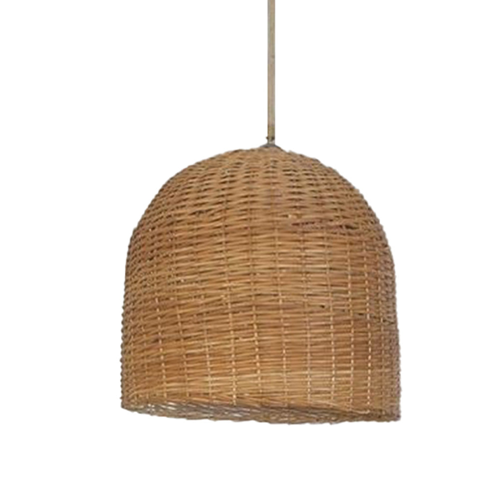 Round Short Bamboo Basket Kitchen Island Pendant Light - Cueteks