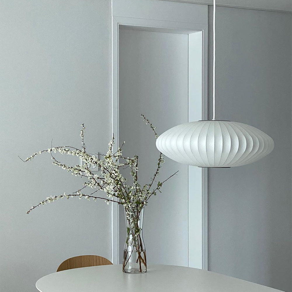 Nordic White Lantern Saucer Pendant Light For Living Room - Cueteks