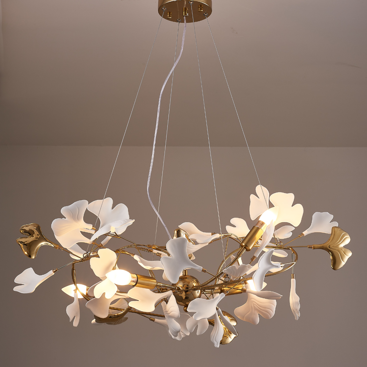 Olivia Kronleuchter Art Déco-Designs für Foyer, Ginkoblätter Kronleuchter - Cueteks