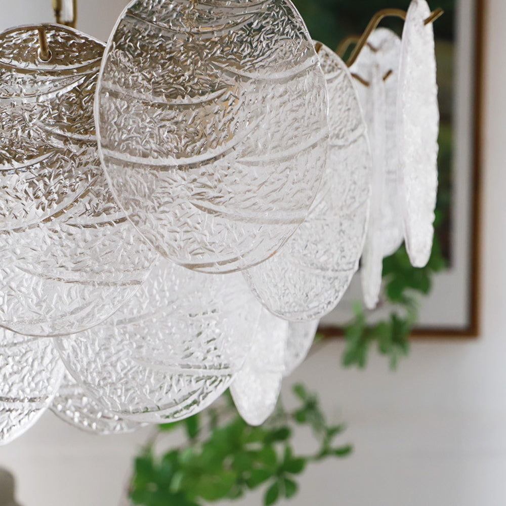 Glass Disc Pendant Light Large Ice Glass Chandelier - Cueteks
