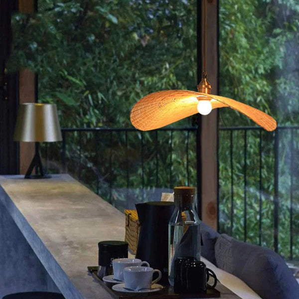 Handmade Natural Bamboo Wicker Pendant Lamp For Living Room - Cueteks