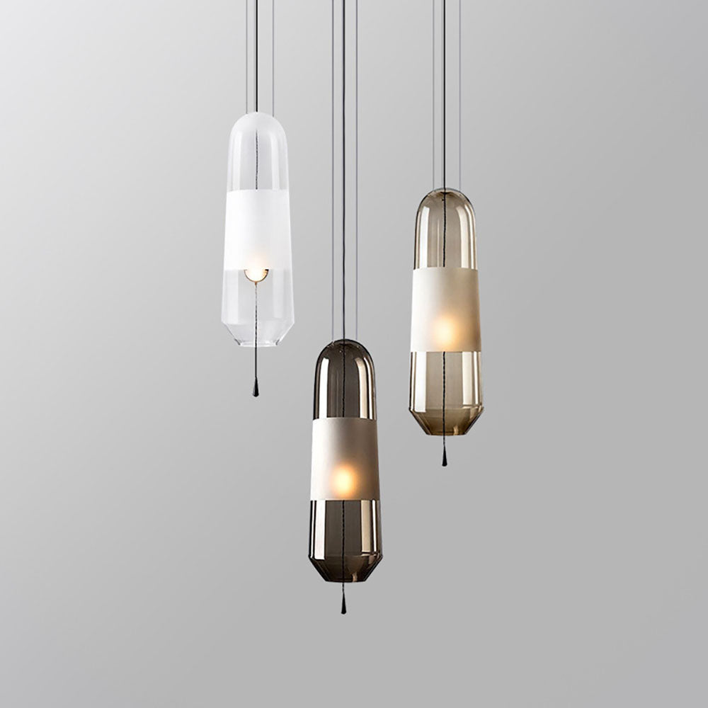 Designer Capsule Shaped Glass Pendant Lamp - Cueteks
