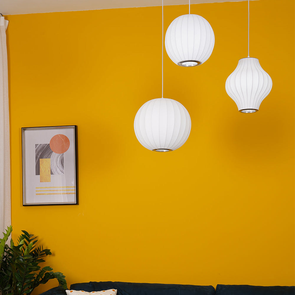Nordic White Lantern Saucer Pendant Light For Living Room - Cueteks