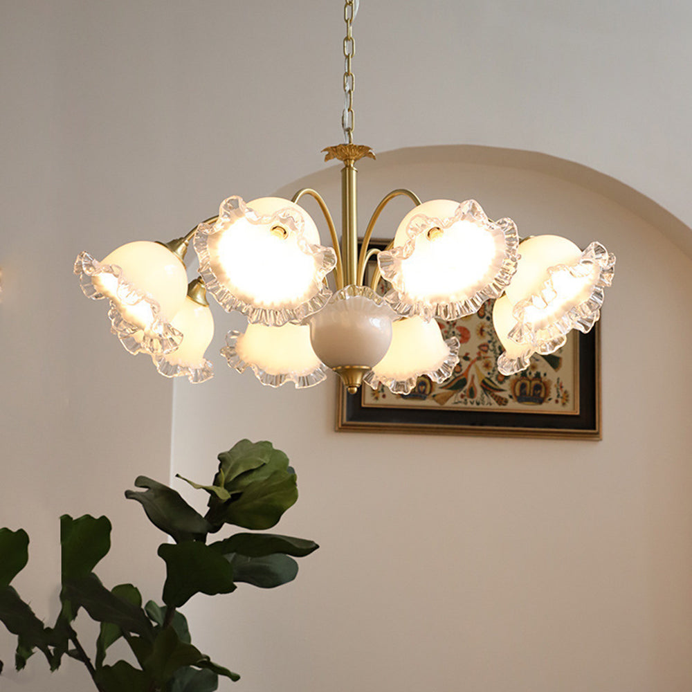Large Flower Shape Copper Ceiling Chandelier - Cueteks