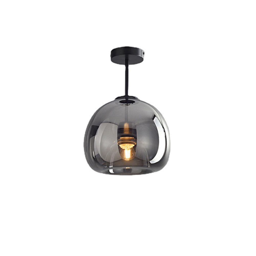 Retro Copper Glass Semi Flush Mount Ceiling Light - Cueteks