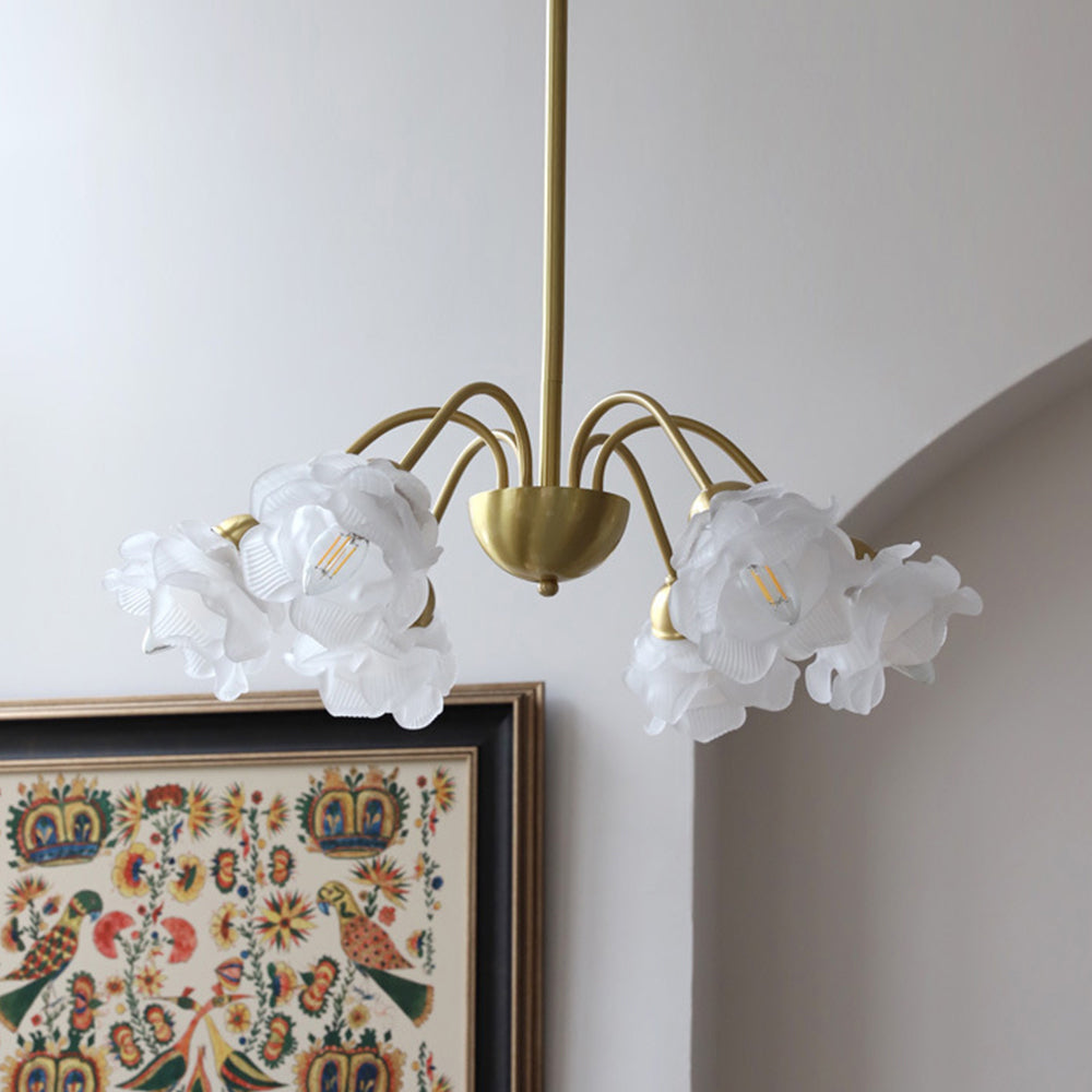 Modern French Retro Copper White Chandelier - Cueteks